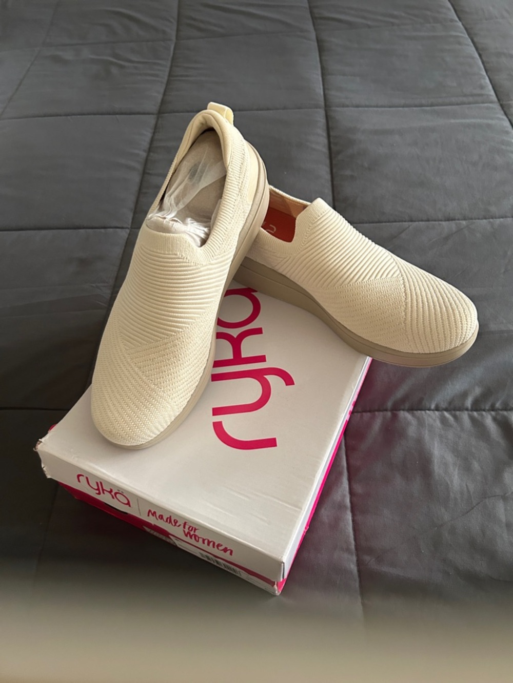 Ryka Women's Slip-On Knit Sneakers in Ivory
